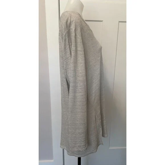 CHICOS Womens Knit TOP Long Sleeve GRAY Linen V-Neck Size 3 (XL) - Picture 3 of 5